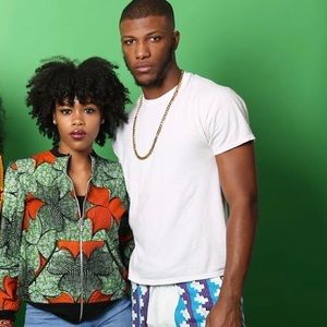 African print bomber. Marked Zara for exposure.